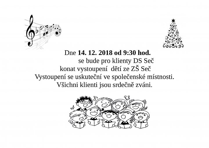 14.12.2018 se uskuteční vystoupení dětí ze ZŠ Seč